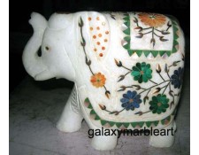 Pachchikari inlay art marble box elephant ht 5" e-504